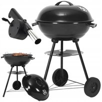 GRILL WĘGLOWY TURYSTYCZNY PIKNIKOWY Z POKRYWĄ ZESTAW POJEMNY RUSZT DMUCHAWA