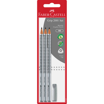 Grip 2001 Set Srebrny 3x Ołówek Hb + Gumk A Nakładka Blister Faber-castell - Faber-Castell