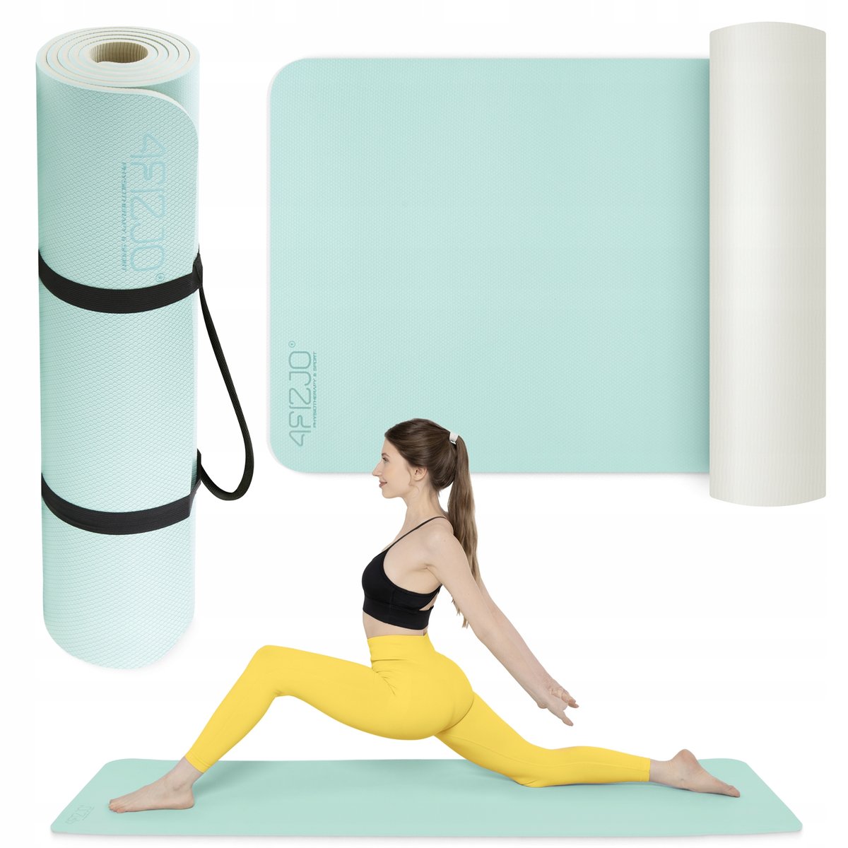 GRUBA MATA DO ĆWIcZEŃ TPE 4FIZJO MIĘTOWA 1cM-Zdjęcie-0