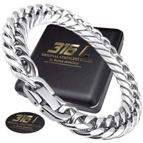 Gruba Srebrna Bransoleta Bransoletka Męska Pancerka Stal Chirurgiczna 12Mm Boston Jewellery