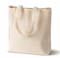 GRUBA TORBA BAWEŁNIANA 38x8x8x38 cm ECRU 280g Zakupowa z DŁUGIM UCHWYTEM