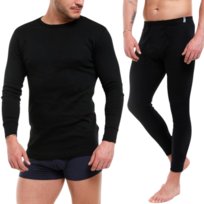 GRUBE KALESONY MĘSKIE I PODKOSZULEK Z DŁUGIM RĘKAWEM BAWEŁNA MORAJ M BLACK