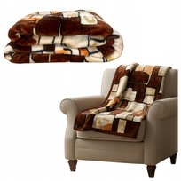 Gruby Koc 160x200 Akrylowy Beżowy Brązowy W WALIZCE na PREZENT Jesień Zimę