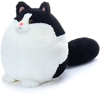 Gruby kot pluszowa poduszka zabawka-30cm biało czarny - f-h-Dominik