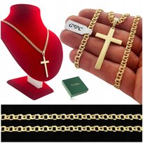 GRUBY ŁAŃCUSZEK MĘSKI GARIBALDI 4,5 MM + KLASYCZNY KRZYŻYK, SREBRO 925 60cm