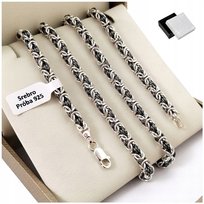 GRUBY SREBRNY ŁAŃCUSZEK DAMSKI SPLOT KRÓLEWSKI OKSYDOWANY 65 CM SREBRO 925