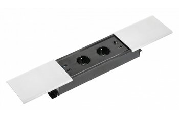 GTV przedłużacz biurkowy wpuszczany w blat gniazdo elektryczne PRESTINO 2x gniazdo 2xUSB A+C HDMI srebrny - GTV