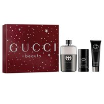 Gucci Guilty Pour Homme zestaw woda toaletowa spray 90ml + żel pod prysznic 50ml + dezodorant sztyft 75ml