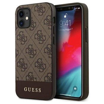 Guess 4G Bottom Stripe Collection - Etui iPhone 12 mini (brązowy) - GUESS