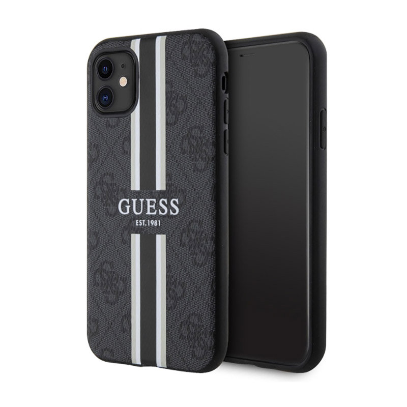 Guess 4G Printed Stripes MagSafe Etui iPhone 11 (Czarny) GUESS