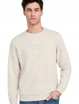 GUESS BEŻOWA BLUZA MĘSKA Z OKRĄGŁYM DEKOLTEM I LOGO XS 2GMB GUESS
