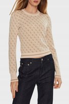 GUESS BEŻOWY SWETER DAMSKI WZÓR LOGO Z DŁUGIM RĘKAWEM M 1GŁA GUESS