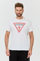 GUESS Biały męski t-shirt bawełniany z dużym logo Clsc Tri Logo XXL