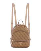 GUESS Brązowy mały plecak damski w monogram Manhattan II GUESS