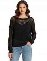 GUESS CZARNY AŻUROWY SWETER DAMSKI Z OKRĄGŁYM DEKOLTEM XS 1GMA GUESS