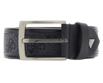 GUESS Czarny męski pasek w monogram Boston H35 M GUESS