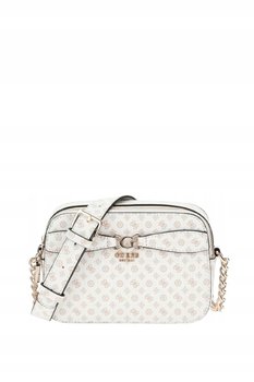 Guess Damska Torebka Biała z Logo ze Złotymi Elementami Gna - GUESS