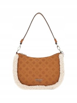 Guess Damska Torebka Brązowa Wzór Logo z Futerkiem Gna - GUESS