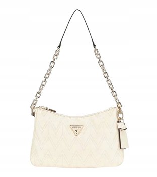 Guess Damska Torebka Kremowa z Breloczkiem Klasyczna Gna - GUESS