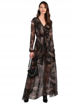 Guess Długa Sukienka z Jedwabiem Dekolt V Mix Wzorów S Gxb - GUESS