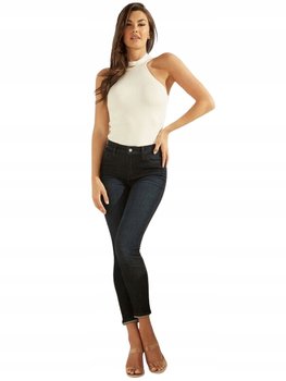 Guess Ecru Top Damski Odkryte Ramiona Prążkowany Prosty L Gxb - GUESS