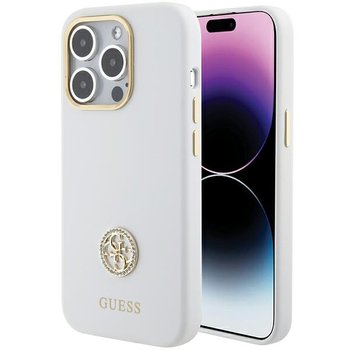 Guess Etui Obudowa Pokrowiec Case Do Iphone 15 Pro Max 6.7" Biały/White Hardcase Silicone Logo Strass 4G - GUESS