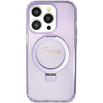 Guess Etui Obudowa Pokrowiec Do Iphone 11 / Xr 6.1" Fioletowy/Purple Hardcase Ring Stand Script Glitter Magsafe - GUESS