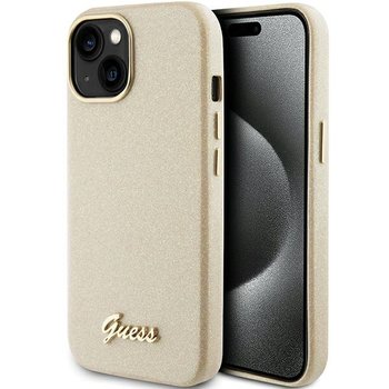 Guess etui Ochronne obudowa plecki do iPhone 15 6.1" złoty/light gold hardcase Glitter Glossy Script - GUESS