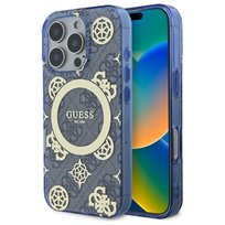 Guess etui pokrowiec obudowa case MagSafe do iPhone 16 Pro Max 6.9" niebieski/blue hardcase IML Peony On 4G Background MagSafe GUESS