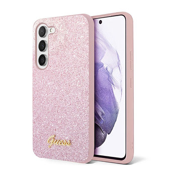 Guess Glitter Flakes Metal Logo Case - Etui Samsung Galaxy S23 (różowy) - GUESS