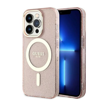 Guess Glitter Gold Magsafe - Etui Iphone 14 Pro Max (Różowy) - GUESS