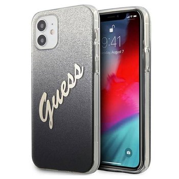 Guess Glitter Gradient Script - Etui iPhone 12 mini (czarny) - GUESS