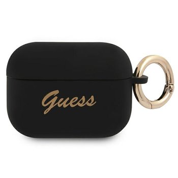 Guess GUAPSSSK AirPods Pro cover czarny/black Silicone Vintage Script - GUESS
