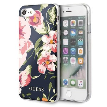 Guess GUHCI8PCUTRFL03, iPhone 7, 8, SE 2020 granatowy, navy N°3 Flower Collection Shiny - GUESS