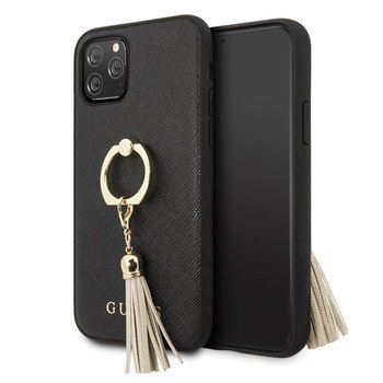 Guess GUHCN58RSSABK, iPhone 11 Pro, czarny hard, Etui, Saffiano with ring stand - GUESS