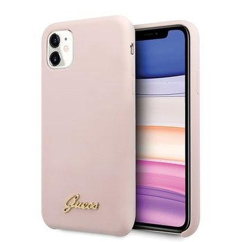 Guess GUHCN61LSLMGLP iPhone 11 jasnoróżowy/light pink hard case Silicone Vintage Gold Logo - GUESS
