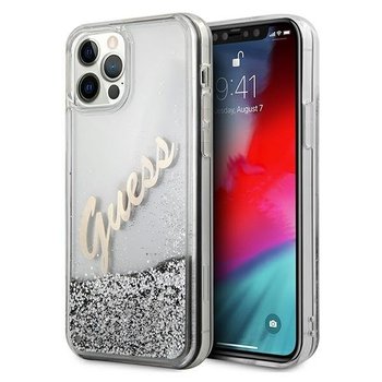 Guess Guhcp12Lglvsbl Hard Case Glitter Vintage Script Iphone 12 Pro Max Srebrny - GUESS