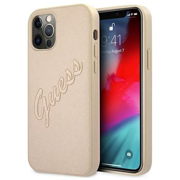 Guess GUHCP12LRSAVSLG iPhone 12 Pro Max 6,7" złoty/gold hardcase Saffiano Vintage Script - GUESS