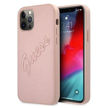 Guess GUHCP12LRSAVSRG iPhone 12 Pro Max 6,7" różowy/pink hardcase Saffiano Vintage Script - GUESS