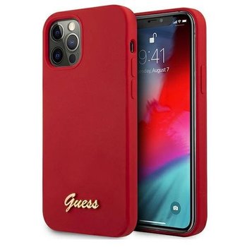 Guess GUHCP12MLSLMGRE iPhone 12/12 Pro 6,1" czerwony/red hardcase Metal Logo Script - GUESS
