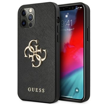 Guess GUHCP12MSA4GGBK iPhone 12/12 Pro 6,1" czarny/black hardcase Saffiano 4G Metal Logo - GUESS