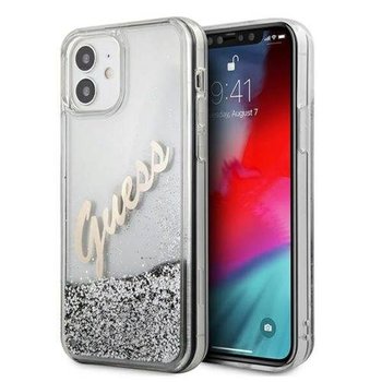 Guess Guhcp12Sglvssi Hard Case Glitter Vintage Script Iphone 12 Mini Srebrny - GUESS