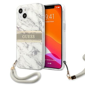 Guess GUHCP13MKMABGR iPhone 13 6,1" szary/grey hardcase Marble Strap Collection - GUESS