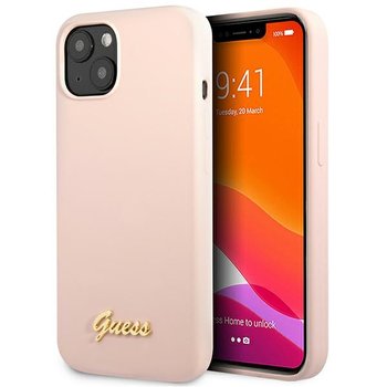 Guess Guhcp13Mlslmglp Etui Obudowa Do Iphone 13 6,1" Jasnoróżowy/Light Pink Hardcase Silicone Script Gold Logo - GUESS