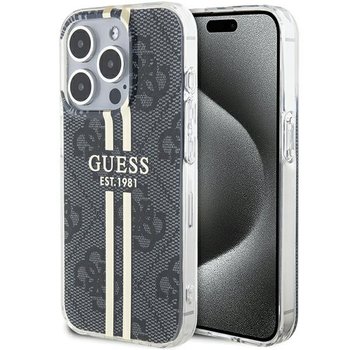 Guess GUHCP15LH4PSEGK etui obudowa pokrowiec do iPhone 15 Pro 6.1" czarny/black hardcase IML 4G Gold Stripe - GUESS