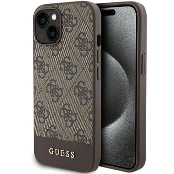 Guess GUHCP15SG4GLBR etui obudowa pokrowiec do iPhone 15 / 14 / 13 6.1" brązowy/brown hardcase 4G Stripe Collection - GUESS