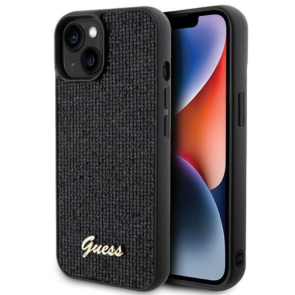 Guess GUHCP15SPMSDGSK Etui Obudowa Do IPhone 15 6 1 Czarny Black Hardcase Disco Metal Script