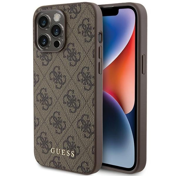 Funda Dura Para IPhone 15 Pro Max De 6.7" Con Logo Metalizado Dorado, Acabado De Alta Calidad, Color Rosa