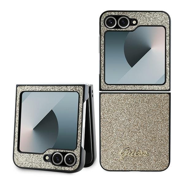 Guess Glitter Script Samsung Galaxy Z Flip 6 Hoesje Back Cover Zwart