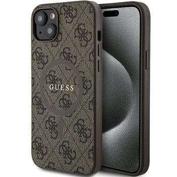 Guess GUHMP14SG4GFRW etui obudowa pokrowiec do iPhone 14 / 15 / 13 6.1" brązowy/brown hardcase 4G Collection Leather Metal Logo MagSafe - GUESS